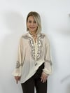 8095 Trok Desenli, Önü Bağcıklı, Şifon Bluz