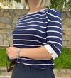 814 BİSİKLET YAKA ÇİZGİLİ KISA KOL TRİKO