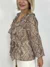 8148 V YAKA, FIRFIRLI, DESENLİ ŞİFON GÖMLEK