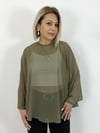 8156 Yarasa Kol, Bisiklet Yaka, Şifon Bluz