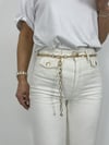8158 Zincir Kemerli, Ön Mini Cep Detay, Wide Leg Jean