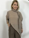 8164 Yan Yırtmaçlı, Dik Yaka, Flar Detay, Keten Bluz