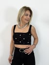 8170 Taşlı Crop Bluz