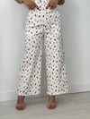 8355 Gül Desenli, Sırt Bağcıklı Crop, Bol Paça Pantolon Takım