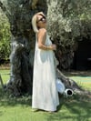 8537 Halter Yaka, Boncuklu, Askılı, Uzun Elbise