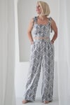 9154 DESENLİ SATEN CROP PANTOLON TAKIM