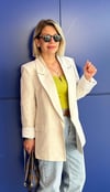 9158 ÇİZGİLİ ASTARLI KETEN BLAZER CEKET