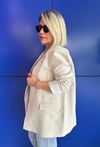 9158 ÇİZGİLİ ASTARLI KETEN BLAZER CEKET
