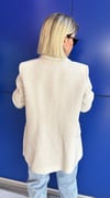 9158 ÇİZGİLİ ASTARLI KETEN BLAZER CEKET