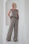 9161 SATEN KOLSUZ BLUZ PANTOLON TAKIM