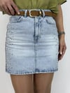 931 Yanları Taşlı, Yıkamalı, Mini Jean Etek