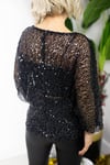 9380 KAYIK YAKA, YARASA KOL, PUL PAYET, FİLE BLUZ