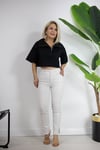 9422 DİK YAKA, FERMUARLI, KISA KOL BLUZ