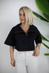 9422 DİK YAKA, FERMUARLI, KISA KOL BLUZ