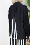 9616 MANŞET VE SIRT SATEN ÇİZGİLİ GÖMLEK GARNİLİ TASARIM BLAZER CEKET