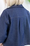 9878 KISA KOL, YAKALI, CEP DETAY, CROP JEAN BLUZ
