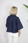 9878 KISA KOL, YAKALI, CEP DETAY, CROP JEAN BLUZ