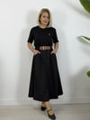 9929 Bel Lastikli ve Kemer Aksesuarlı, Cepli, Poplin Etek