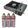 Rox Camping 0103 Tekli Portatif Kamp Ocak(Ekstra Gaz Girişli) - 3 Adet Rox Valfli Kamp Gazı Kartuş 227gr Hediyeli