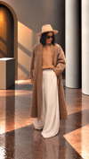 Bej,Kemerli Palazzo Pantolon