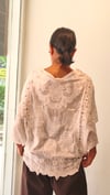 Ekru Dantel İşlemeli, Cotton Salaş Bluz