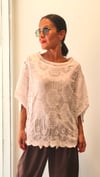 Ekru Dantel İşlemeli, Cotton Salaş Bluz