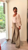 Ekru Dantel İşlemeli, Cotton,Önden Düğmeli Salaş Bluz
