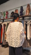 Ekru Dantel İşlemeli, Cotton,Önden Düğmeli Salaş Bluz