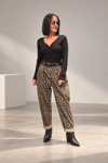 Haki,Leopar Desen Kemerli Pantolon