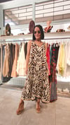 Kahve&Bej Zebra Desen Kolsuz Elbise