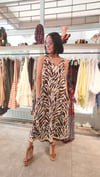 Kahve&Bej Zebra Desen Kolsuz Elbise