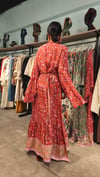 Kırmızı,Pembe Çiçek Desen,Kruvaze Elbise