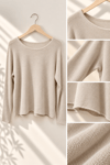 Krem,Kayık Yaka Bluz
