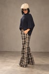 Lacivert Ekose Desen Kemerli Pantolon