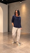 Lacivert,Kayık Yaka Bluz