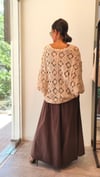 Natural Dantel İşlemeli, Cotton,Önden Düğmeli Salaş Bluz