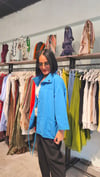 Saks Mavi Pamuk Gabardin Ceket
