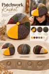 Sarı,Çok Renkli Patchwork Kasket