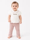 KD63024.BEBE YAKA ÇİÇEK NAKIŞLI TİŞÖRT PANTOLON TAKIM 3-6/6-9/9-12/18-24AY