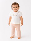 KD63024.BEBE YAKA ÇİÇEK NAKIŞLI TİŞÖRT PANTOLON TAKIM 3-6/6-9/9-12/18-24AY