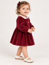 KD63125:KADİFE BEBE YAKA ELBİSE 6-9/9-12/18-24/24-36 AY