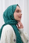 Dama Desen İpeksi Jakar Şal - Zümrüt Yeşil