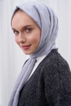 Zigzag Desen İpeksi Jakar Şal- Gümüş