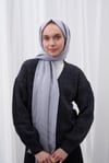 Zigzag Desen İpeksi Jakar Şal- Gümüş