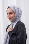 Zigzag Desen İpeksi Jakar Şal- Gümüş