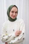 Zigzag Desen İpeksi Jakar Şal- Haki 