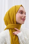 Zigzag Desen İpeksi Jakar Şal - Yağ Yeşili