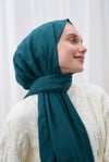 Zigzag Desen İpeksi Jakar Şal- Zümrüt Yeşil 