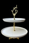 Yaren Style21 cm Gold Lüks Figür Ayaklı İki Katlı Seramik Etajer Sunum Ve ikramlık Kek Pasta Standı21 cm Gold Lüks Figür Ayaklı İki Katlı Seramik Etajer Sunum Ve ikramlık Kek Pasta Standı