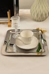 Altılı Kare Papatya Figürlü Paslanmaz Çelik Tepsi Seti 21x21 cm | Gold Sunum Tepsisi - Yaren Style
